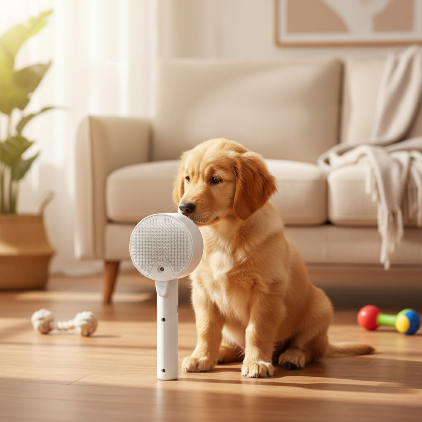 Cepillo de Vapor Premium para Perros - Eliminación de Pelo y Limpieza Profunda (Rosa/Blanco)